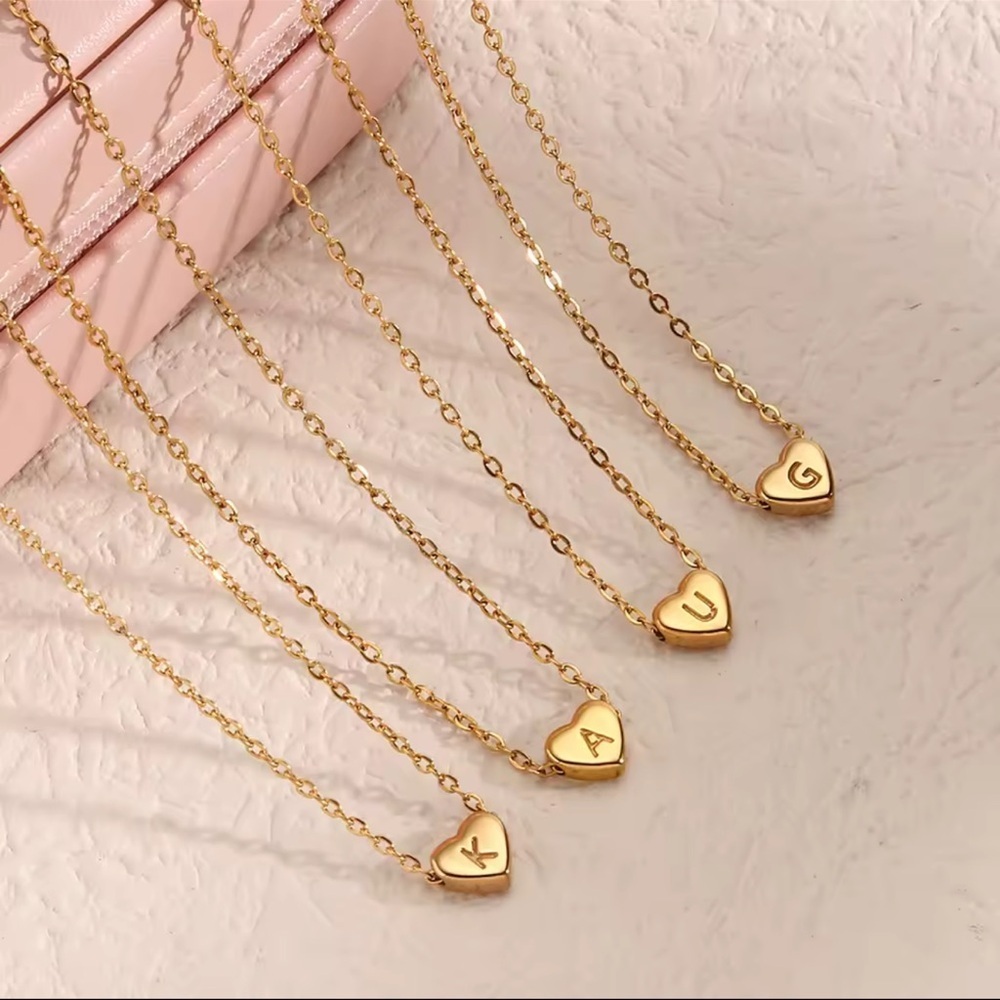 Minimalist Small Love Initial - J- Necklace – 18k Gold Stainless Steel Letter: J
